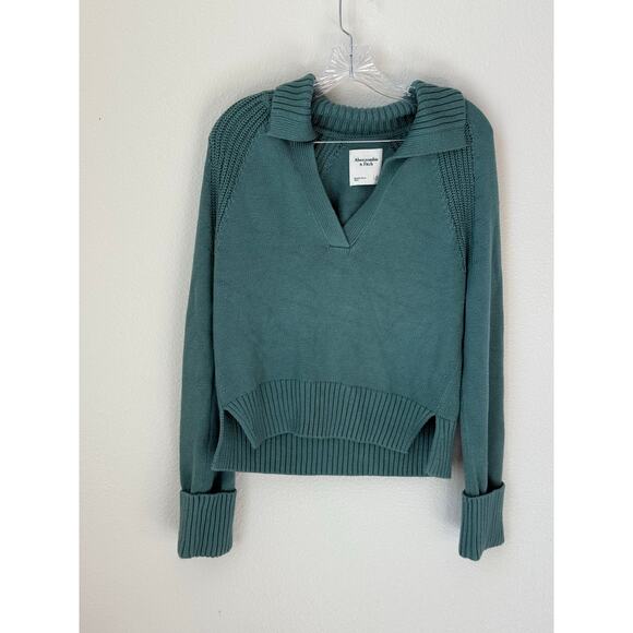 Abercrombie & Fitch Notch Blue V-Neck Knit Sweater Size XS - Picture 2 of 8